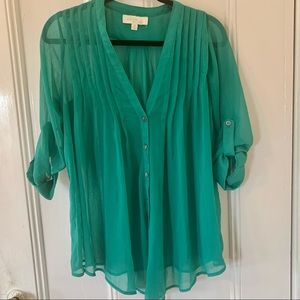 Green Olive & Oak Sheer Long Sleeve Blouse Size M
